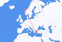 ノルウェーのから サンダネ、ギリシャのへ サントリーニ島フライト