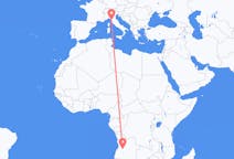 Flyg från Huambo, Angola till Pisa, Italien