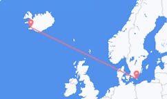 Flyreiser fra byen Bornholm, Danmark til byen Reykjavik, Island