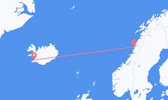 ノルウェーのサンドネスジョーエンより、アイスランドのレイキャビク行きフライト