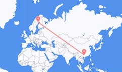 Lennot Liuzhousta (Kiina) Luulajaan (Ruotsi)