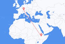 Flyg från Addis Abeba, Etiopien till Zürich, Schweiz