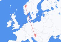 出发地 克罗地亚萨格勒布目的地 挪威松达尔的航班