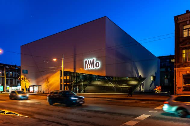 photo of Vilnius, Lithuania - March 14, 2020: MO Museum is a modern art museum. Modern building in blue hour after sunset.