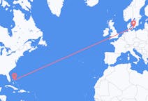 Flyreiser fra Marsh Harbor, Bahamas til Malmö, Sverige