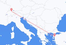 Flyreiser fra Edremit, til Zürich