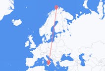 Vluchten van Alta, Noorwegen naar Catanië, Italië