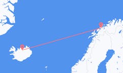 Fly fra byen Tromsø, Norge til byen Akureyri, Island