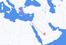 Flyreiser fra Wadi ad-Dawasir, Saudi-Arabia til Mykonos, Hellas