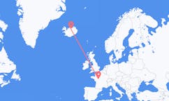Vluchten van Tours, Frankrijk naar Akureyri, IJsland