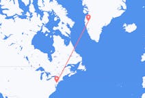 Vluchten van Filadelfia, Verenigde Staten naar Kangerlussuaq, Groenland