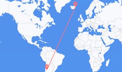 Flights from the city of San Juan, Argentina to the city of Egilsstaðir, Iceland