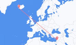 航班从叙利亚大马士革市到雷克雅维克市，冰岛塞尔