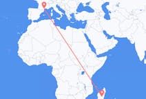 Flyreiser fra Antananarivo, Madagaskar til Aspiran, Frankrike