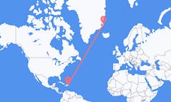 出发地 多米尼加共和国出发地 聖多明哥目的地 格陵兰斯科斯比鬆的航班