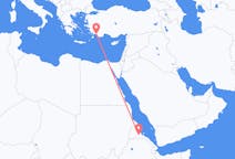 Flyreiser fra Asmara, Eritrea til Dalaman, Tyrkia