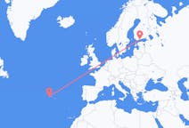 Flights from Horta, Azores, Portugal to Helsinki, Finland