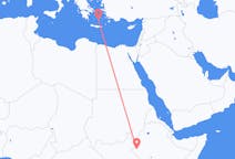 Flyreiser fra Gambela, Etiopia til Santorini, Hellas
