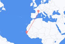 Flyrejser fra Ziguinchor, Senegal til Montpellier, Frankrig