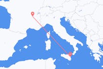 Flyreiser fra Catania, Italia til Lyon, Frankrike