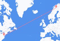 Flights from Washington, D. C. , the United States to Kiruna, Sweden
