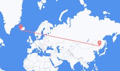 航班从中国佳木斯市市到雷克雅维克市，冰岛塞尔