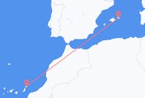 スペインのランサローテ島から、スペインのマホンまでのフライト
