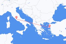 イタリアのローマからから、ギリシャのミティリーンまでのフライト