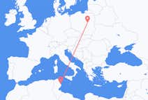Flyg från Monastir, Tunisien till Warszawa, Polen