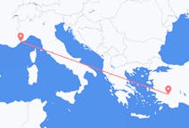 Flights from Denizli to Nice