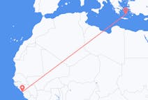 Flyreiser fra Conakry, til Santorini