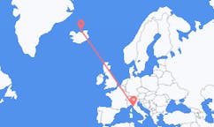 Vluchten van Grimsey, IJsland naar Pisa, Italië