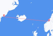 出发地 挪威特隆赫姆目的地 格陵兰库鲁苏克的航班