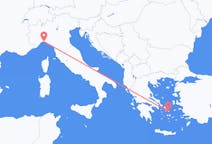 Vols depuis la ville de Mykonos vers la ville de Gênes