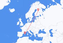 Vols depuis la ville de Kajaani vers la ville de Minorque