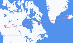 航班从加拿大圣约翰堡市到雷克雅维克市，冰岛塞尔