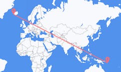 Flyreiser fra Seghe, Salomonøyene til Reykjavik, Island