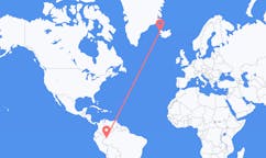 Flights from the city of Leticia, Amazonas, Colombia to the city of Ísafjörður, Iceland
