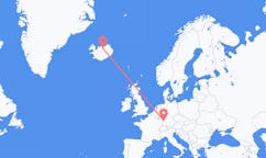 Vluchten van Karlsruhe, Duitsland naar Akureyri, IJsland