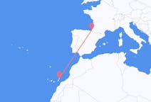Loty z Biarritz, Francja z Lanzarote, Hiszpania