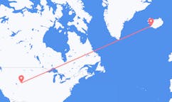 航班从美国岩泉市到雷克雅维克市，冰岛塞尔