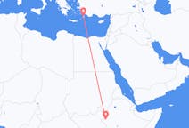 Flyreiser fra Gambela, Ethiop, Etiopia til Rhodes, Hellas