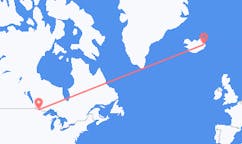 航班从美国国际瀑布城市到埃伊尔斯塔济市，冰岛塞尔