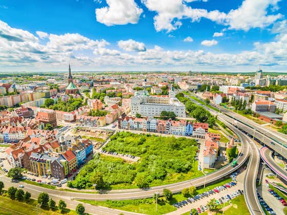 Photo of Szczecin - the old town from the bird's eye view. Royal Castle and landscape of Szczecin.