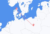 Flyg från Ålborg till Łódź