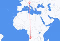 Flyg från Huambo, Angola till Trieste, Italien