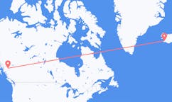 航班从加拿大史密斯市到雷克雅维克市，冰岛塞尔