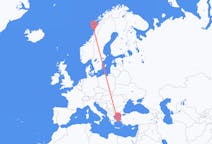 Flyreiser fra Sandnessjøen, Norge til Mykonos, Hellas