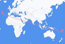 Vluchten van Kadavu, Fiji naar Terceira, Portugal