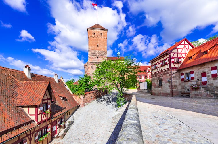 Photo of view of Kaiserburg and Heathen Tower in Nuremberg old town.